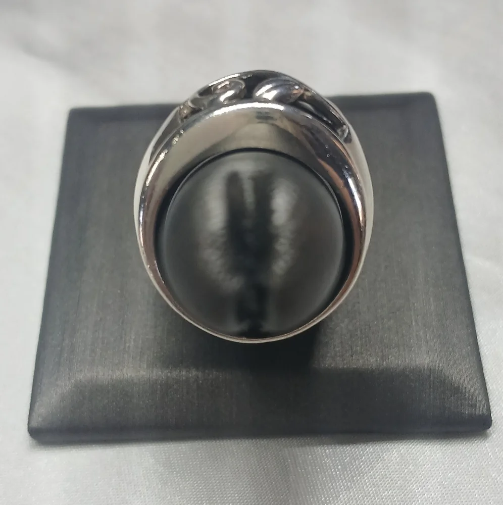 Sterling Silver & Black Onyx Ring. Size 7. - Picture 5 of 8